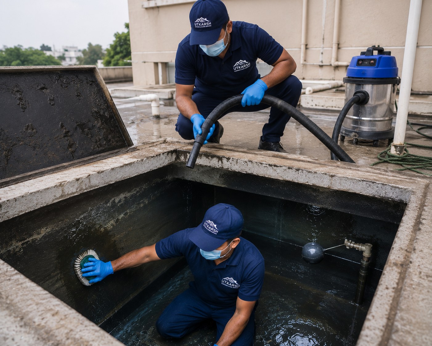 Underground water tank cleaning